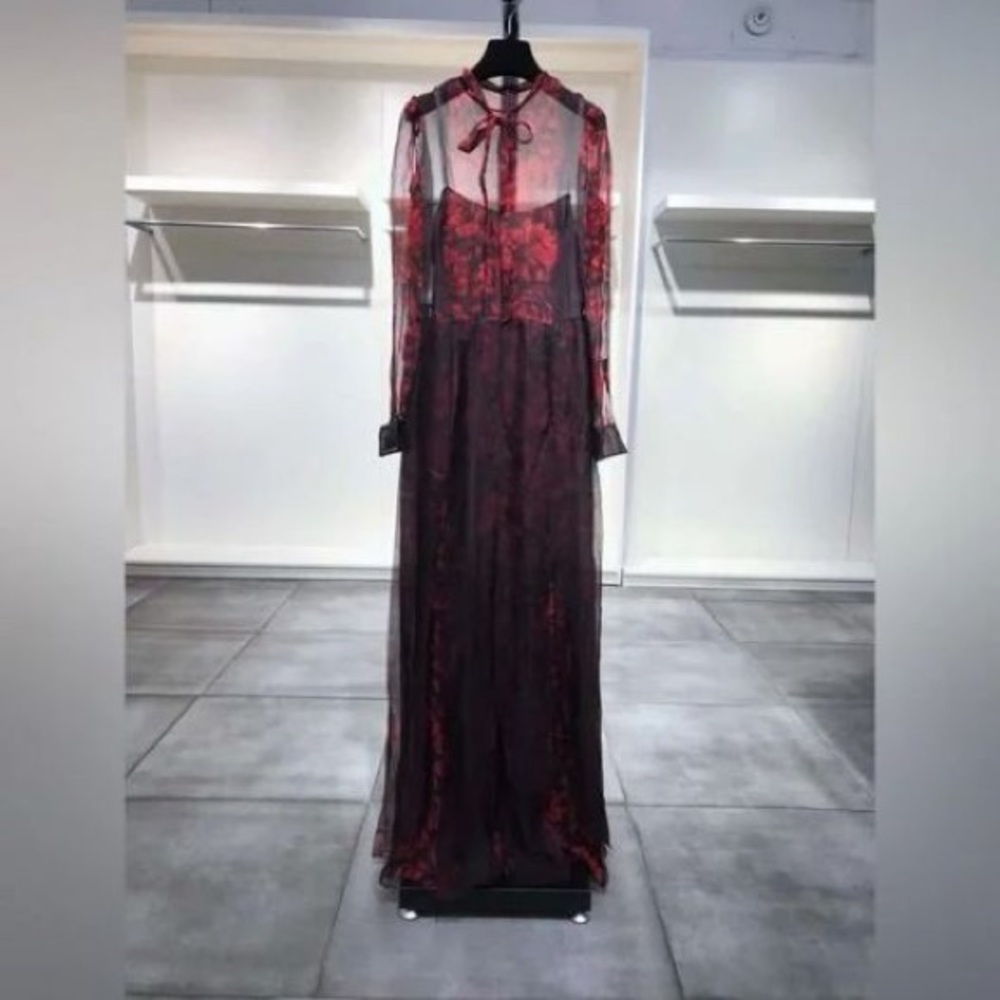 US2 Valentino Classic Red Silk Runway Dress